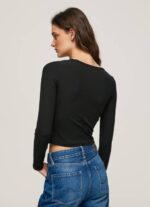 Pepe Jeans epäsymmetrinen pitkähihainen t-paita naiset musta TB00405 - Image 3