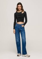 Pepe Jeans epäsymmetrinen pitkähihainen t-paita naiset musta TB00405 - Image 4
