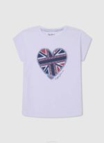 Pepe Jeans glitterlogollinen t-paita tyttö dulwich TB001428 - Image 4