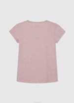 Pepe Jeans glitterlogollinen t-paita tyttö pehmeä pinkki TB001464 - Image 2