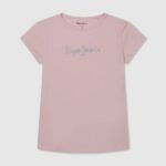 Pepe Jeans glitterlogollinen t-paita tyttö pehmeä pinkki TB001464