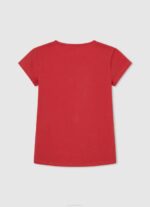 Pepe Jeans glitterlogollinen t-paita tyttö studio punainen TB001469 - Image 2