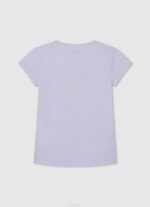 Pepe Jeans glitterlogollinen t-paita tyttö valkoinen TB001458 - Image 2