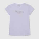 Pepe Jeans glitterlogollinen t-paita tyttö valkoinen TB001458