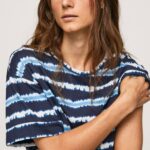 Pepe Jeans haalistettu raidallinen puuvillainen t-paita naiset dulwich TB00413