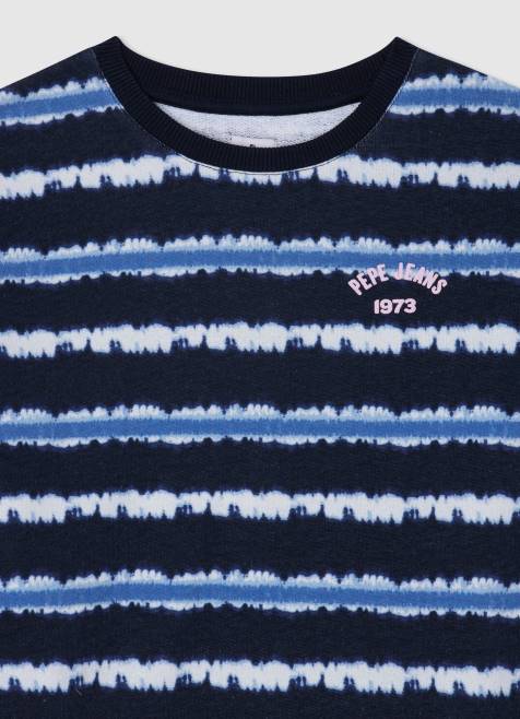 Pepe Jeans haalistettu raidallinen puuvillapusero tyttö dulwich TB001408 - Image 3