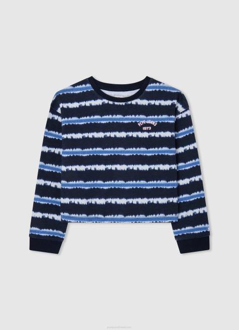 Pepe Jeans haalistettu raidallinen puuvillapusero tyttö dulwich TB001408 - Image 1