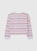 Pepe Jeans haalistettu raidallinen puuvillapusero tyttö pehmeä pinkki TB001409 - Image 2