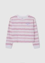 Pepe Jeans haalistettu raidallinen puuvillapusero tyttö pehmeä pinkki TB001409
