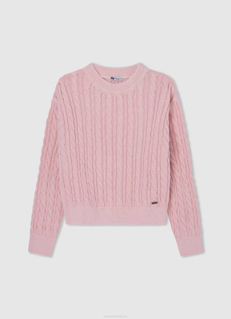 Pepe Jeans haalistettu raidallinen puuvillapusero tyttö pehmeä pinkki TB001409 - Image 5