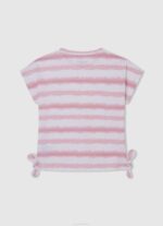 Pepe Jeans haalistuneet raidat puuvillainen t-paita tyttö pehmeä pinkki TB001462 - Image 2