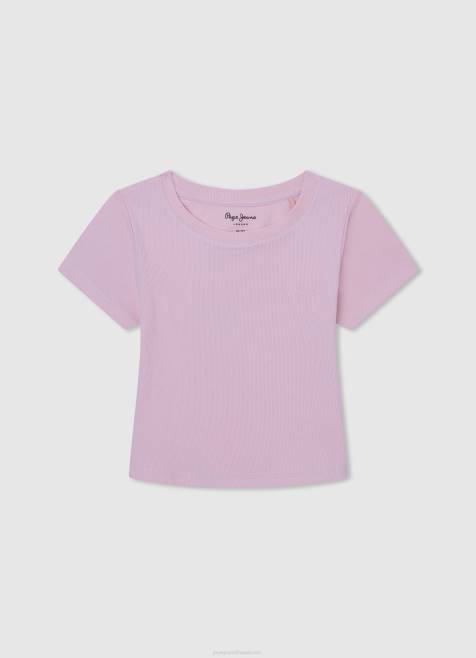 Pepe Jeans haalistuneet raidat puuvillainen t-paita tyttö pehmeä pinkki TB001462 - Image 4