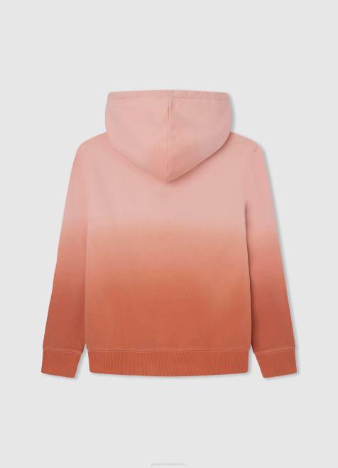 Pepe Jeans haalistunut hupullinen pusero poika kurpitsa appelsiini TB001583 - Image 2