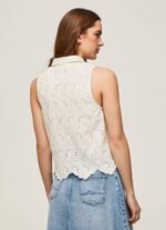 Pepe Jeans harjakattoinen kädenreikäpaita naiset valkoinen TB00337 - Image 4