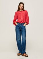 Pepe Jeans harjakattoinen laskostettu pusero naiset studio punainen TB00321 - Image 2