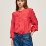 Pepe Jeans harjakattoinen laskostettu pusero naiset studio punainen TB00321