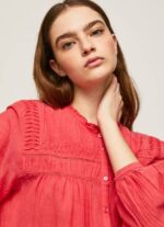 Pepe Jeans harjakattoinen laskostettu pusero naiset studio punainen TB00321 - Image 3