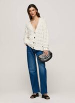 Pepe Jeans harjakattoinen neuletakki v-pääntiellä naiset mousse TB00230