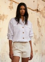 Pepe Jeans harjakattoinen puuvillatakki naiset valkoinen TB00142