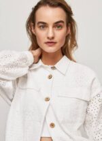 Pepe Jeans harjakattoinen puuvillatakki naiset valkoinen TB00142 - Image 4