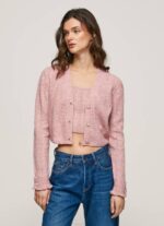 Pepe Jeans harjakattoinen v-pääntie neuletakki naiset samea vaaleanpunainen TB00248 - Image 2