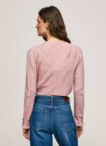 Pepe Jeans harjakattoinen v-pääntie neuletakki naiset samea vaaleanpunainen TB00248 - Image 3