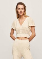 Pepe Jeans hieno neulottu harjakattoinen neuletakki naiset kirnupiimä TB00265 - Image 3