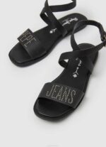 Pepe Jeans irma log litteät nahkasandaalit naiset musta TB00661 - Image 3