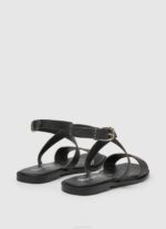 Pepe Jeans irma log litteät nahkasandaalit naiset musta TB00661 - Image 4