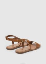 Pepe Jeans irma log litteät nahkasandaalit naiset rusketus TB00660 - Image 4