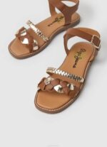 Pepe Jeans irma punotut nahkasandaalit tyttö rusketus TB001337 - Image 3