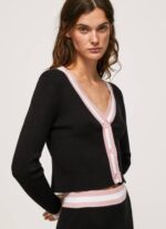 Pepe Jeans joustinneuletakki v-pääntiellä naiset musta TB00264 - Image 3