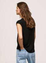 Pepe Jeans kädenreikähihainen logo-t-paita naiset musta TB00419 - Image 4