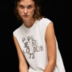 Pepe Jeans kädenreikähihainen logo-t-paita naiset valkoinen TB00418