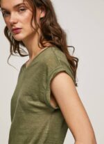 Pepe Jeans kädenreikähihainen pellava t-paita naiset alue TB00439 - Image 2