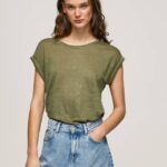 Pepe Jeans kädenreikähihainen pellava t-paita naiset alue TB00439