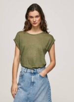 Pepe Jeans kädenreikähihainen pellava t-paita naiset alue TB00439