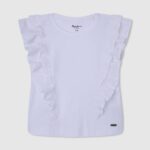 Pepe Jeans kaksinkertainen röyhelö t-paita tyttö valkoinen TB001482