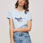 Pepe Jeans kaltevuuslogoinen puuvillainen t-paita naiset lahti TB00422
