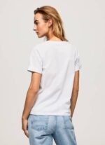 Pepe Jeans kaltevuuslogoinen puuvillainen t-paita naiset valkoinen TB00421 - Image 4