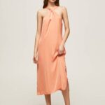 Pepe Jeans kasainen tavallinen satiininen mekko naiset persikka TB00187