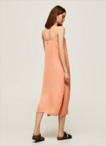 Pepe Jeans kasainen tavallinen satiininen mekko naiset persikka TB00187 - Image 4