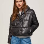 Pepe Jeans kiiltävä topattu untuvatakki naiset musta TB00123
