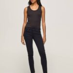 Pepe Jeans klassiset kapeat housut naiset musta TB00297