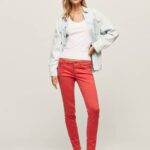 Pepe Jeans klassiset kapeat housut naiset studio punainen TB00315