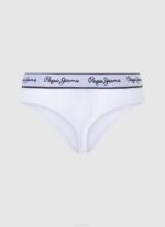 Pepe Jeans klassiset stringit painetulla logolla naiset valkoinen TB00541 - Image 2