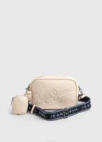 Pepe Jeans kohokuvioitu logo maxi crossbody laukku naiset kirnupiimä TB00712 - Image 2