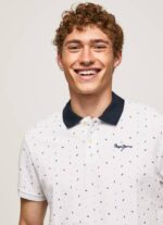 Pepe Jeans kokoprintti pikee poolopaita miehet valkoinen TB001094 - Image 3