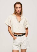 Pepe Jeans koristeellinen harjakattoinen pusero naiset kirnupiimä TB00327 - Image 3