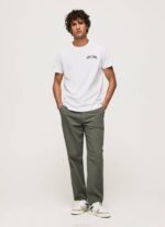 Pepe Jeans korkeatiheyslogoinen puuvillainen t-paita miehet valkoinen TB00919 - Image 2